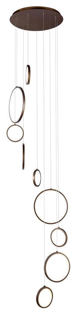 Dizajnové závesné svietidlo tmavý bronz 9-svetiel vrátane LED 3-stupňové stmievateľné - Vide Anella