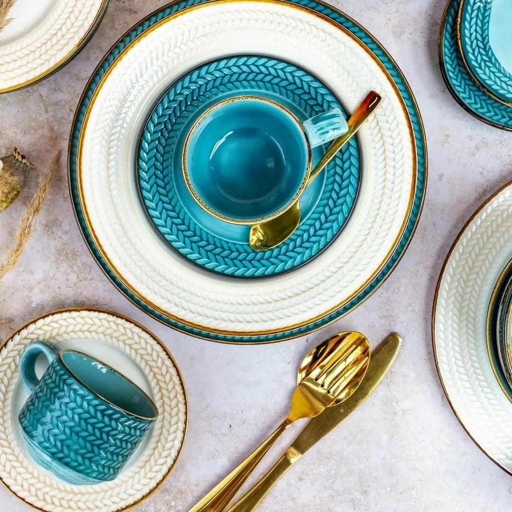 Mäser Súprava plytkých a hlbokých tanierov 8 ks PROSPERO – tyrkysová