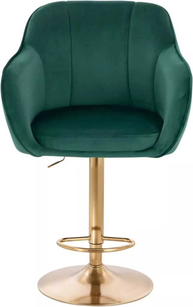 LuxuryForm DESIGN Barová stolička AVOLA VELUR na zlatom tanieri - zelená