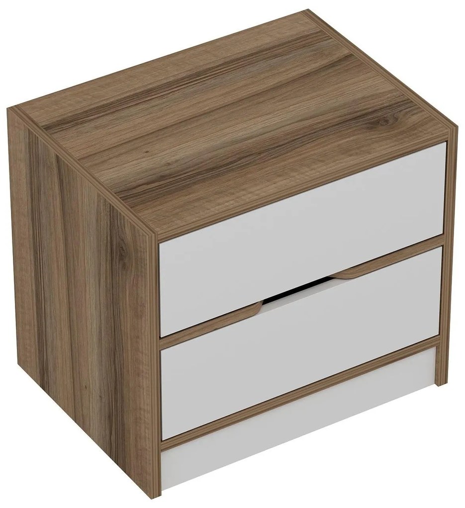 Nočný stolík Erich (orech + biela) . Akcia -17%. Vlastná spoľahlivá doprava až k Vám domov. 1102094