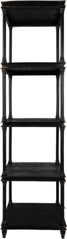 Čierny antik drevený regál Milburne - 55*40*210 cm