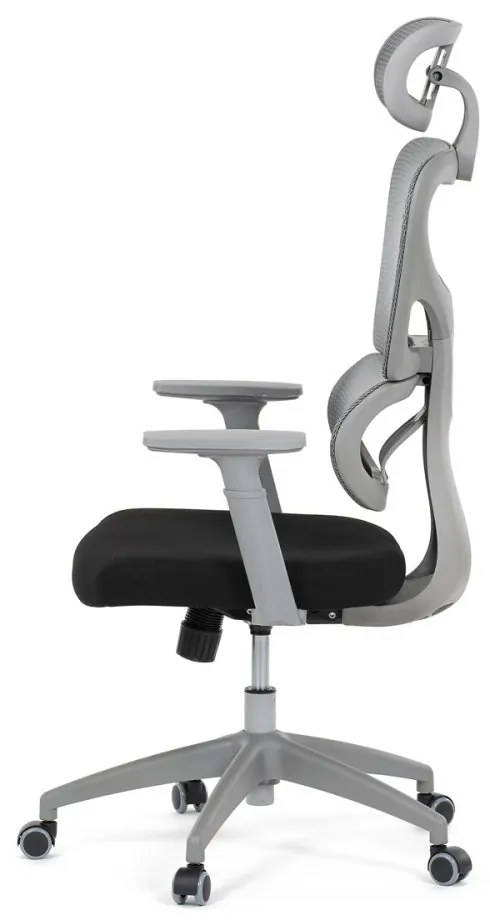 Kancelárska ergonomická stolička GRANT II — sieť, látka, sivá