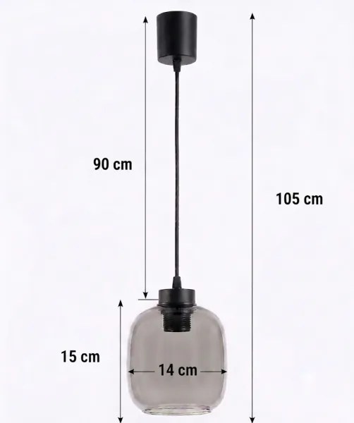 Brilagi - LED luster na lanku R GLASS 1xE27/60W/230V pr. 14 cm čierna/dymovošedá