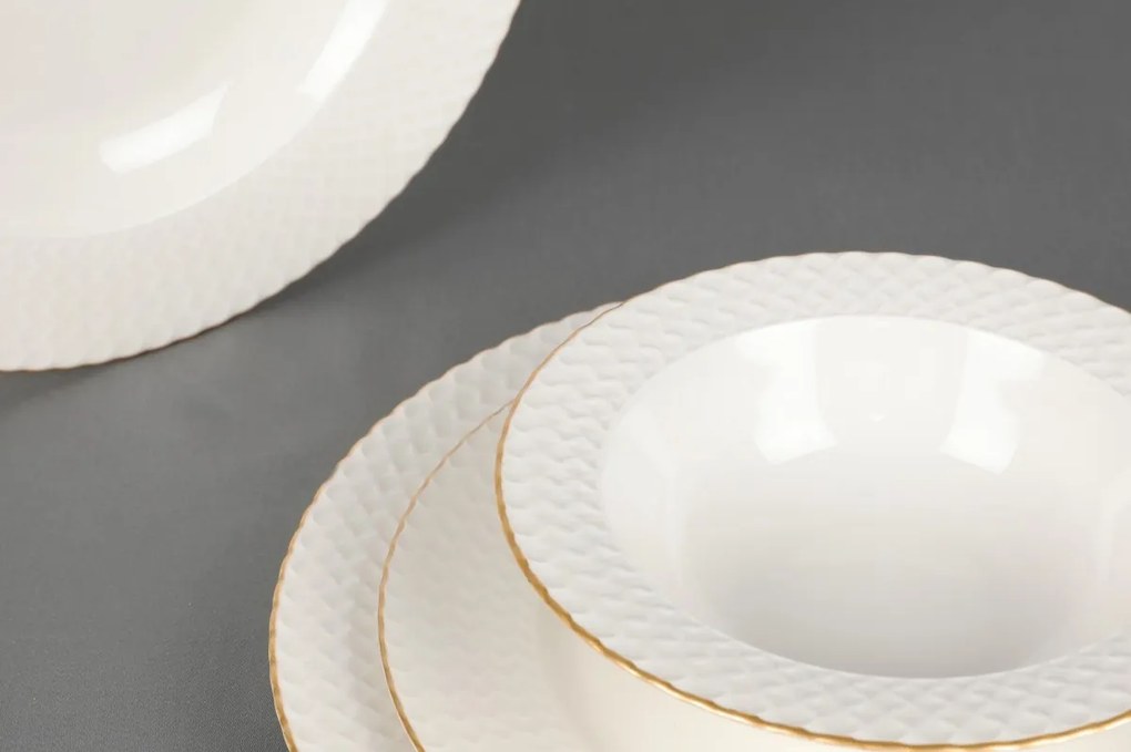 Porcelánová sada 24 ks talířů Whitie bílá/zlatá