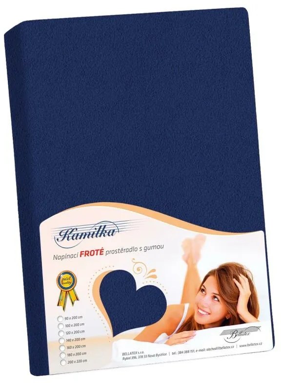 Froté prestieradlo Bellatex tmavomodré , 180 x 200cm