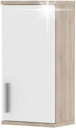 Kúpeľňová skrinka na stenu Lessy LI 4 - dub sonoma / biely vysoký lesk