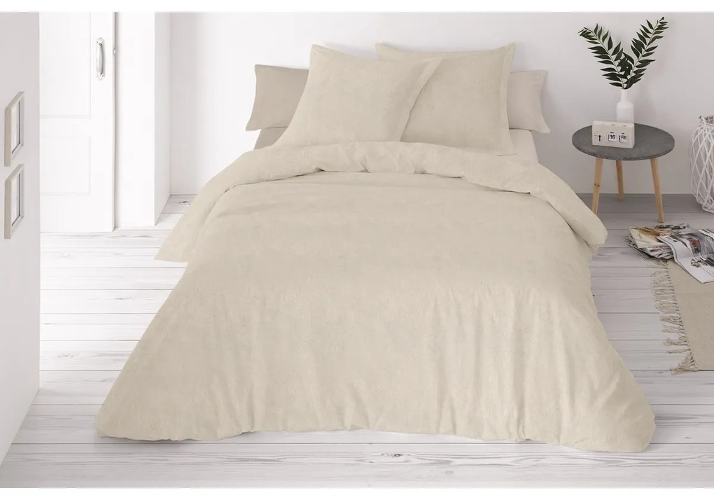 Obliečky zo zmesi bavlny a ľanu svetlá béžová, 160 x 200 cm, 2 ks 70 x 80 cm