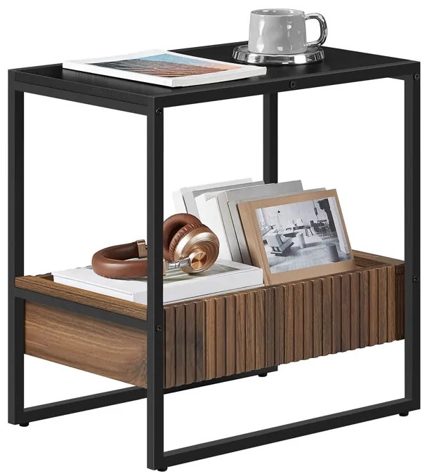 Autronic BONTEC Odkladací stolík 55x35x56cm, mdf, orech, AKF-E1082 BK Farba: Čierna