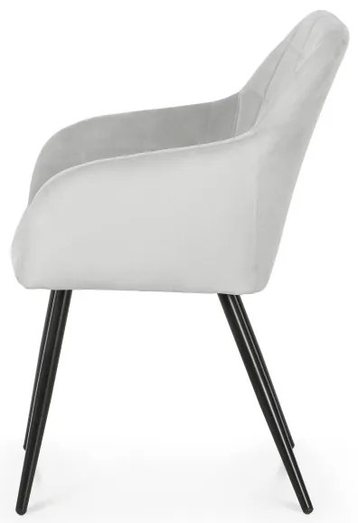 Sada dvoch jedálenských stoličiek LUXANO zamatové, sivé / čierne nohy (2 ks)