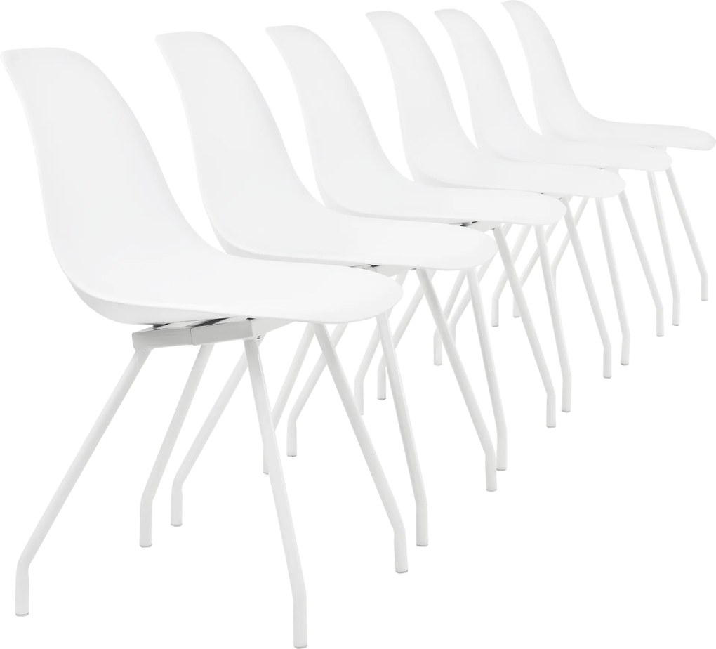 [en.casa]® Sada dizajnových stoličiek - 6 kusov - biele