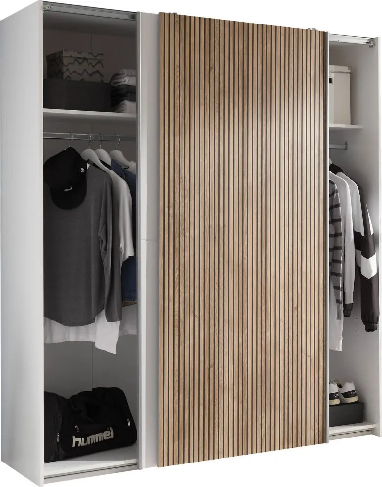 Šatníková skriňa Berno, 170 cm, biela/dub