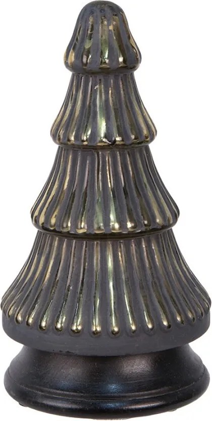 Sklenená vianočná dekorácia čiernozlatého stromčeka - 14*25 cm