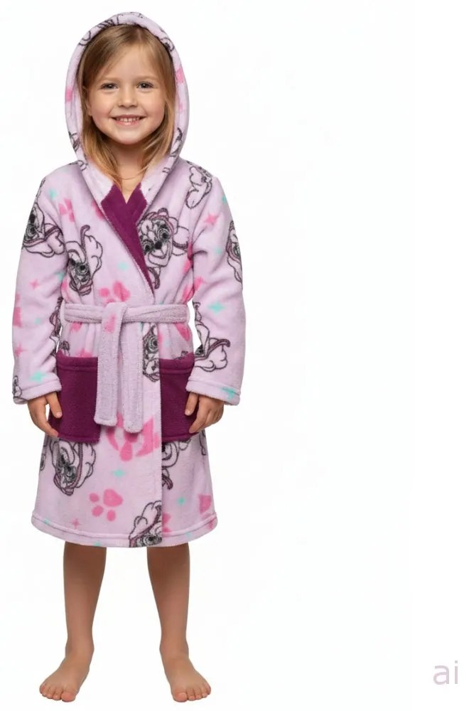 Dievčenský župan s kapucňou Labková patrola - Paw Patrol, EU 116 Fialová