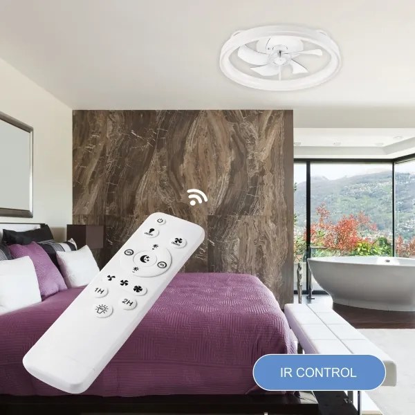 LED Stropné svietidlo s ventilátorom FARGO LED/37W/230V biela + DO