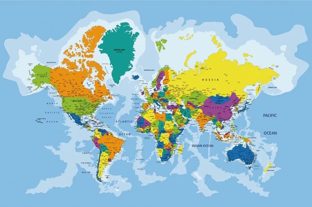 Tapeta farebná mapa sveta - 450x300