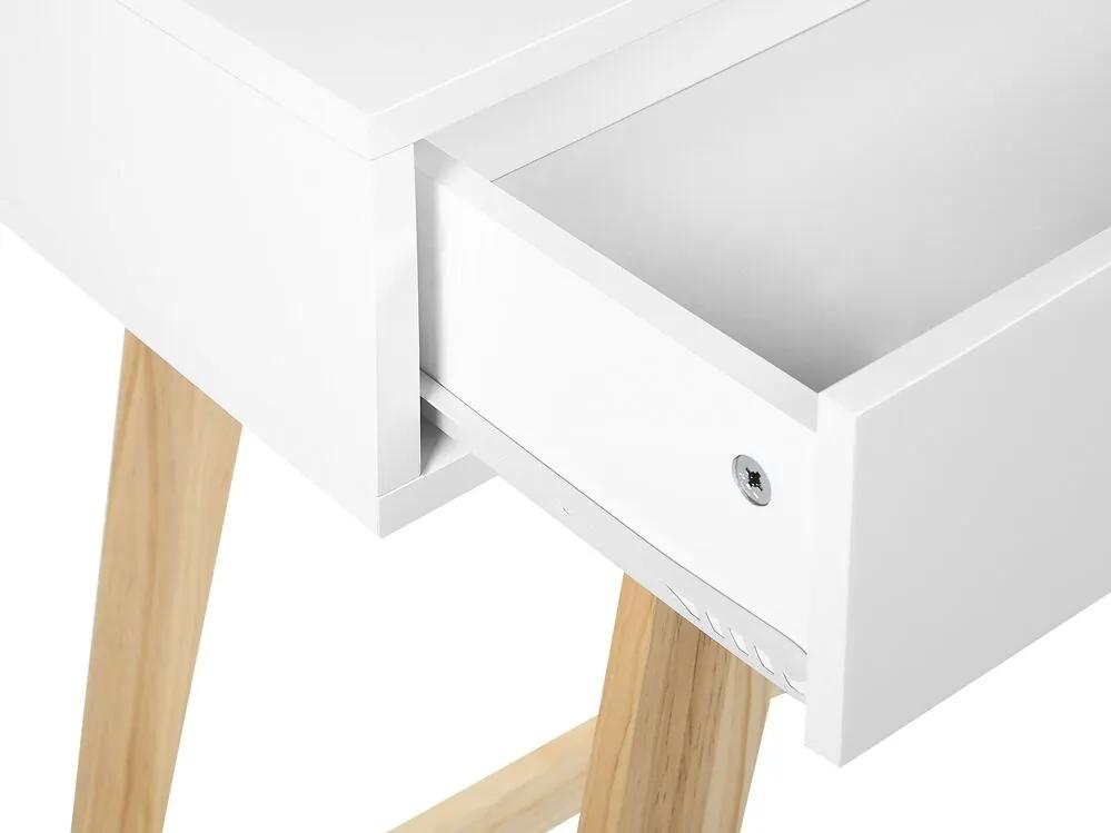 Konzolový stolík s 2 zásuvkami biela/svetlé drevo SULLY Beliani