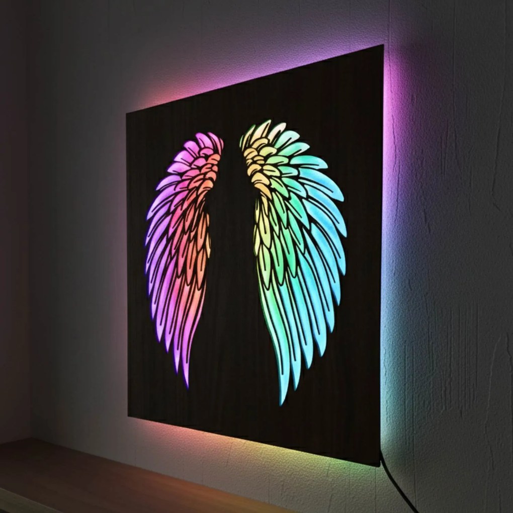 SENTOP | LED drevený obraz – Anjelske krídla | Podsvietená nástenná dekorácia od | SENTOP LED0501