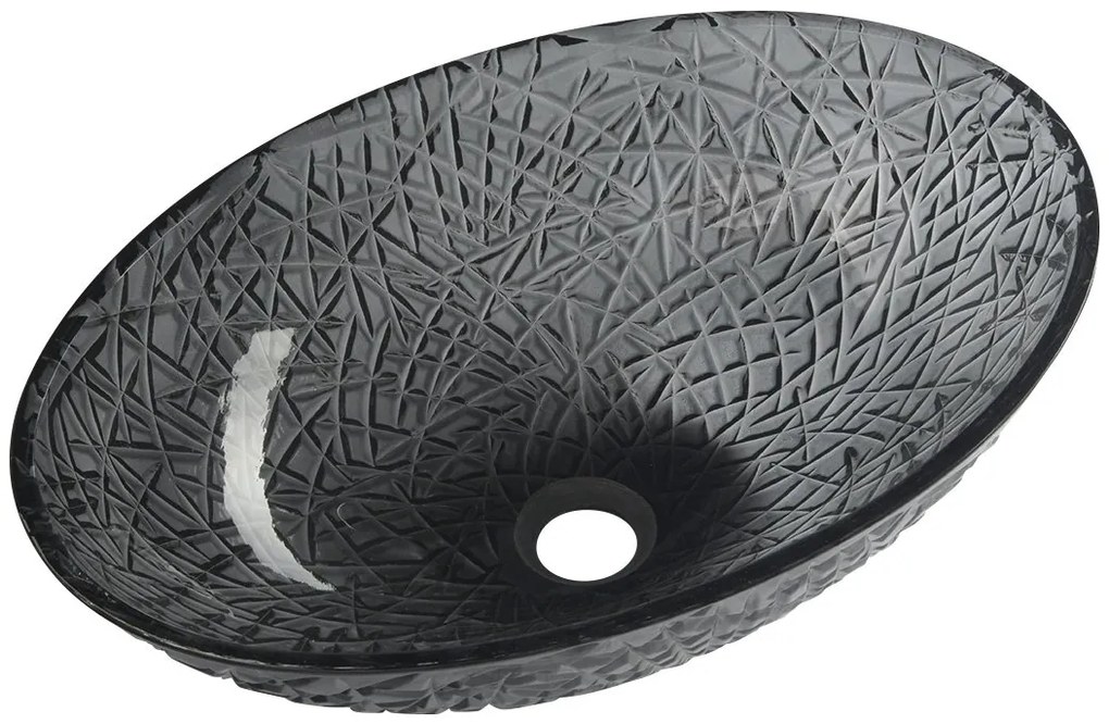Sapho Sapho, PURUS sklenené gravírované umývadlo 50x36 cm, čierna, TY305SG