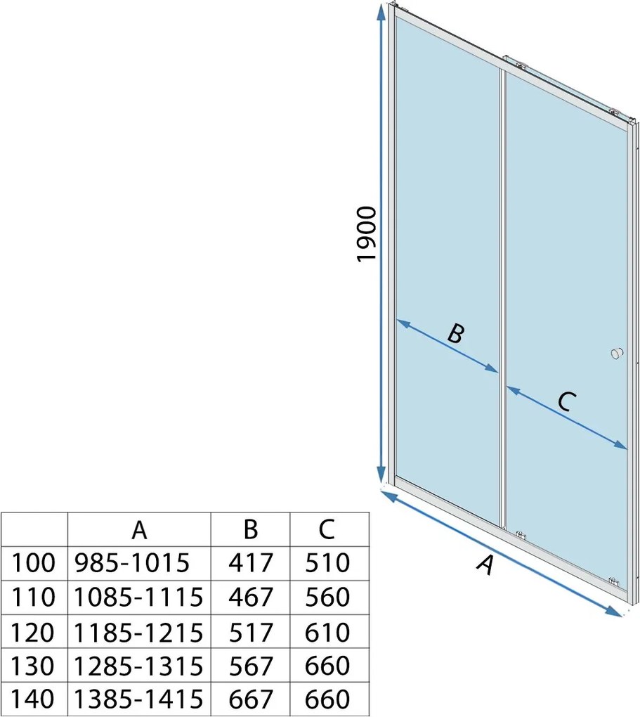 Jednokrídlové posuvné sprchové dvere REA PRIMO SLIDE 110 cm pre inštaláciu do niky, chróm/transparent - bez vaničky