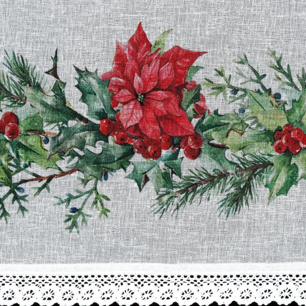 KRÁTKA VIANOČNÁ ZÁCLONA NA PÁSKE XMAS5 150X60 CM VZOROVANÁ