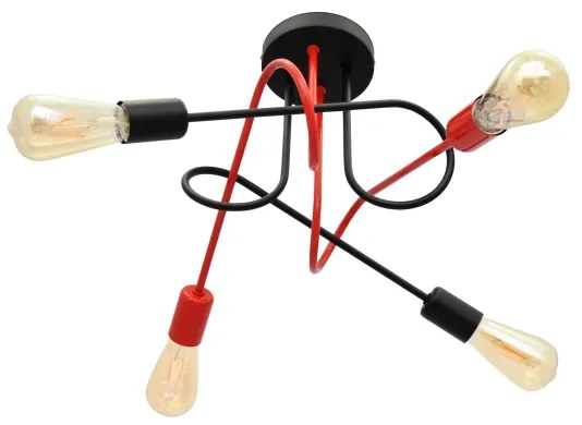 Prisadený luster OXFORD 4xE27/15W/230V čierna/červená