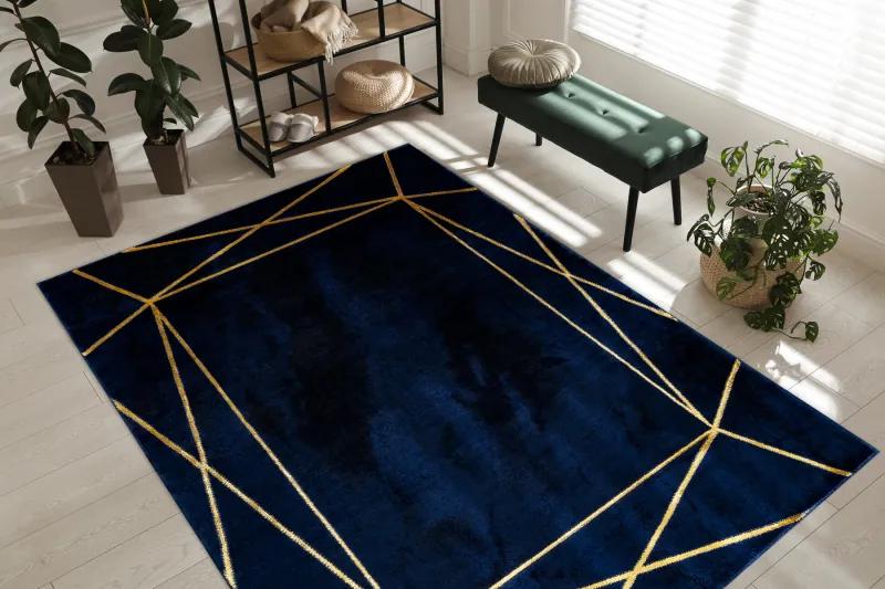 Modrý koberec EMERALD exkluzívny/glamour granat/zlatý Veľkosť: 280x370 cm
