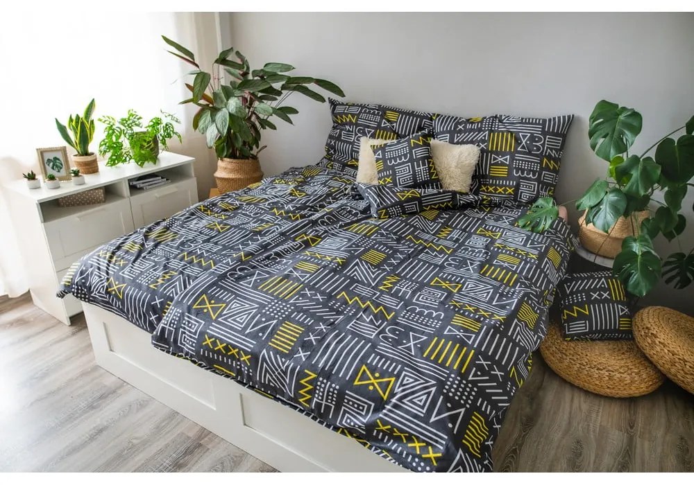 Sivé bavlnené obliečky na jednolôžko 140x200 cm LP Dita Runy - Cotton House
