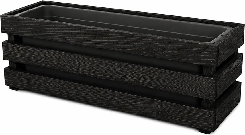 AMADEA Drevený obal na kvetináč tmavý, 52x21,5x17cm, český výrobok