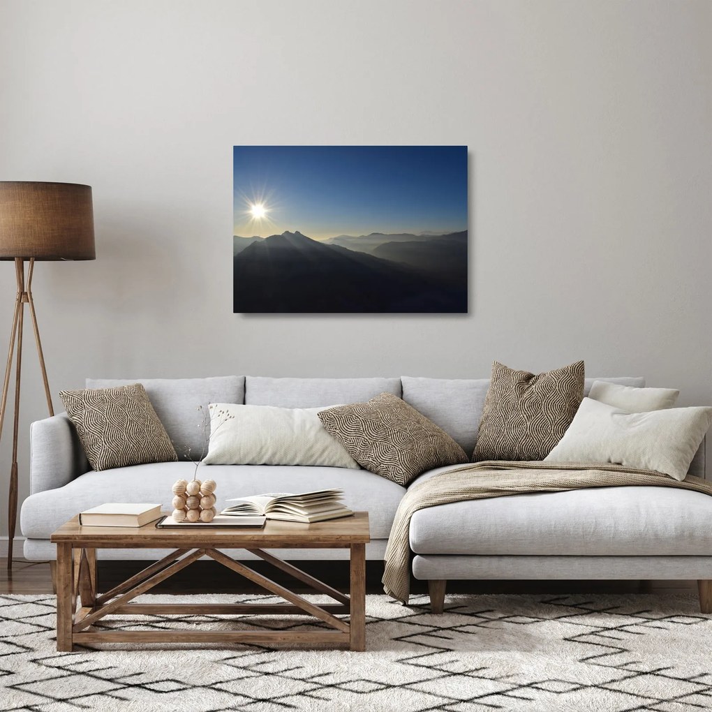 Sklenený obraz - Nad vrchol hôr (70x50 cm)