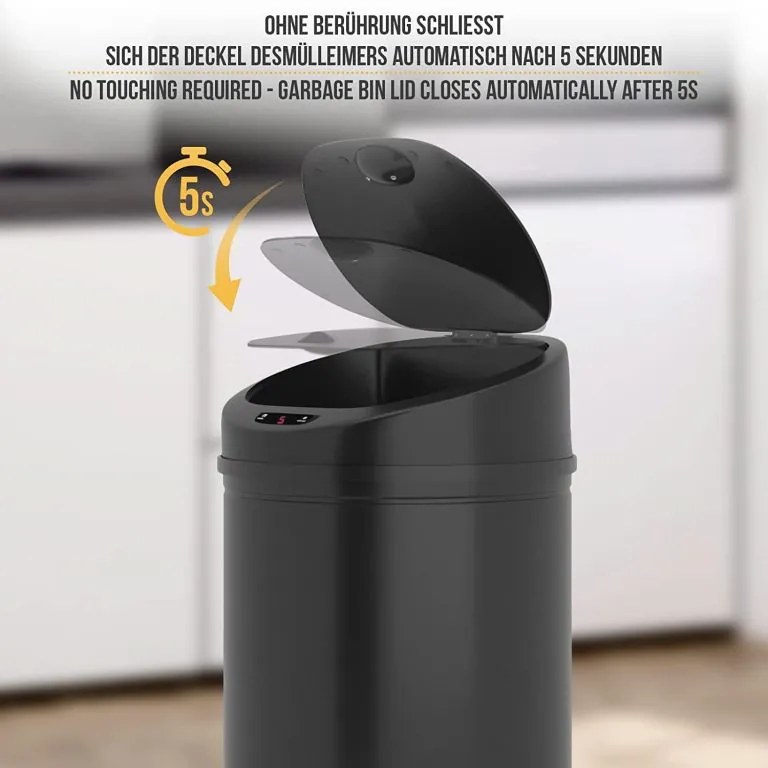 JAGO Bezdotykový odpadkový kôš so senzorom, 60 l, čierna