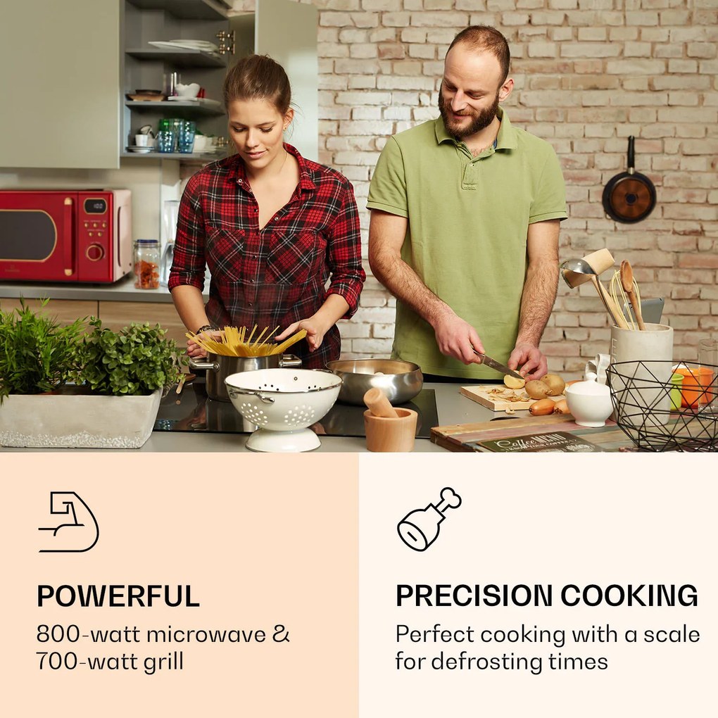 Klarstein Julieta, mikrovlnná rúra s grilom, 20 l, 700/800 W, Ø 25,5 cm, 8 programov