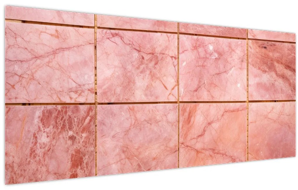 Obraz - Ružové, mramorované dlaždice (120x50 cm)