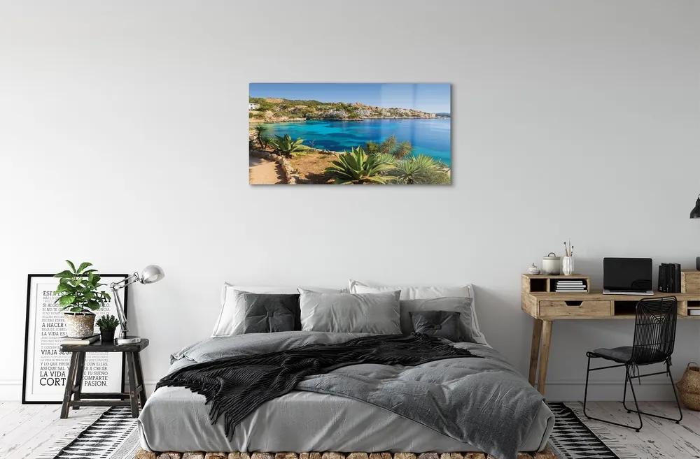 Sklenený obraz Španielsko pobrežie mora mesto 125x50 cm