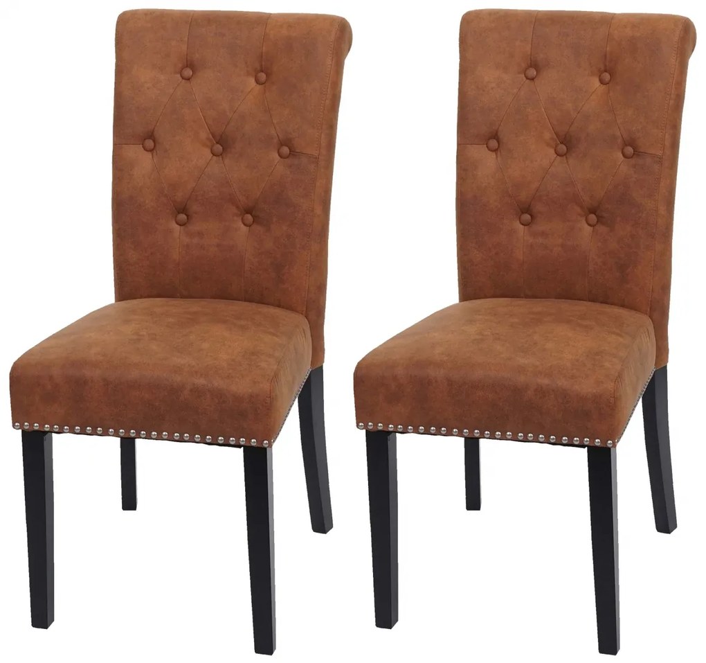 2x Jedálenská stolička Chesterfield 2, tmavé nohy, látka - Imitácia semišu