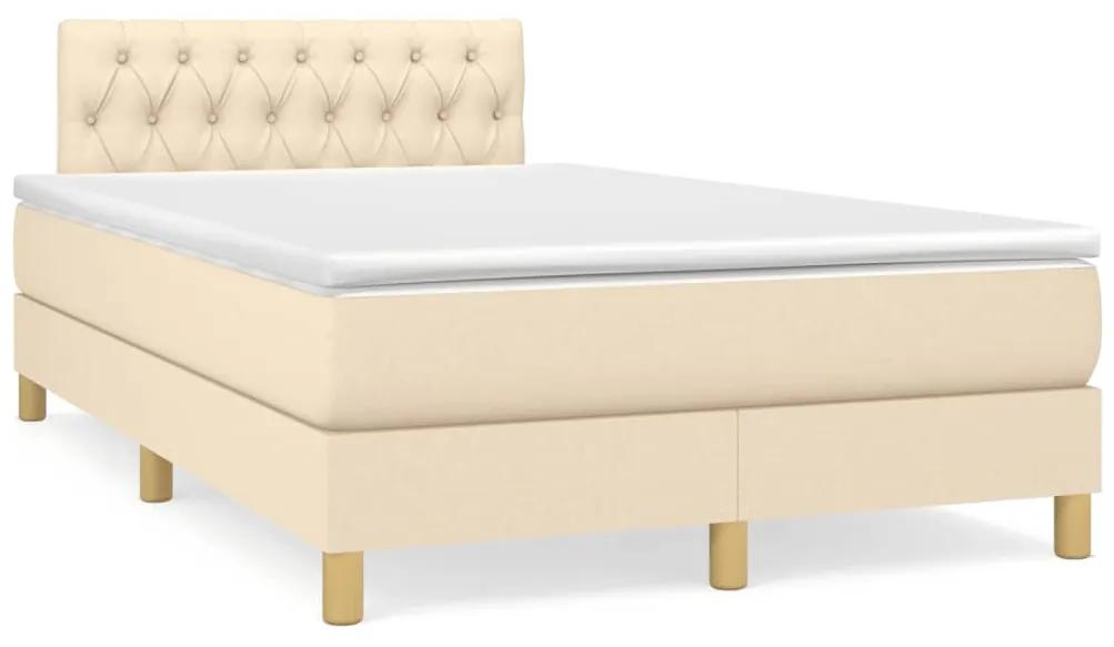 Boxspring posteľ s matracom a LED krémová 120x190 cm látka 3270114
