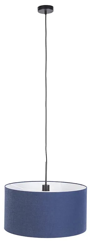 Moderné závesné svietidlo čierne s antickým modrým tienidlom 50 cm - Combi 1