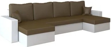Rohová rozkladacia sedacia súprava z eko-kože RUMBA Hnedá/biela