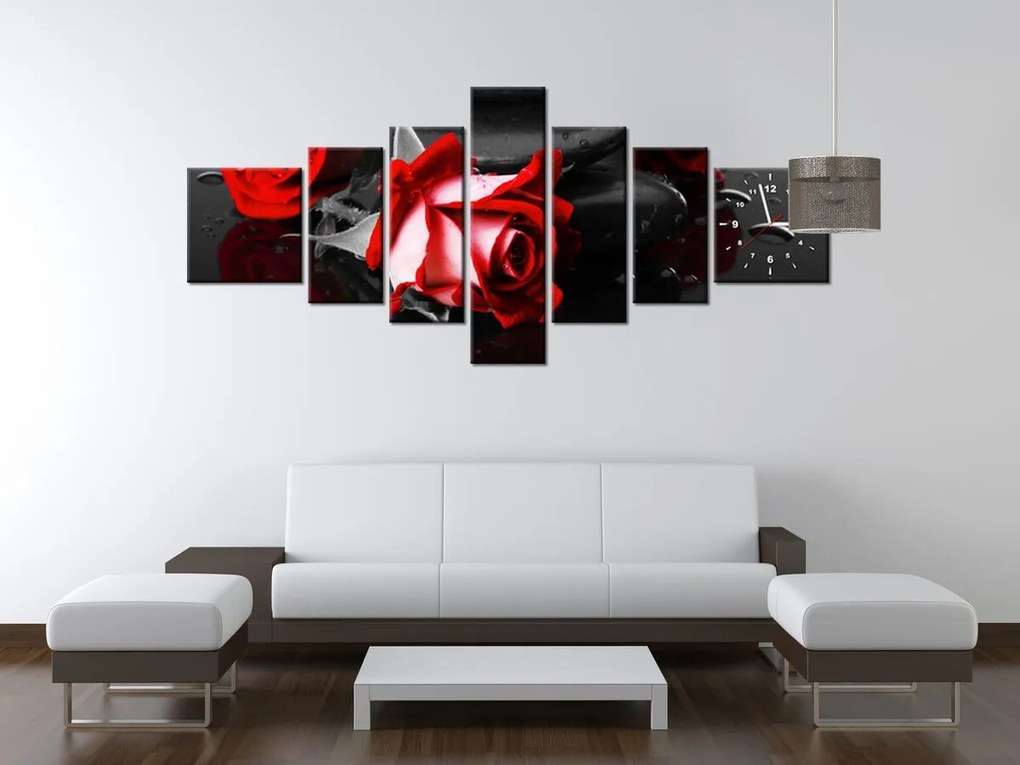 Gario Obraz s hodinami Roses and spa - 7 dielny Rozmery: 160 x 70 cm