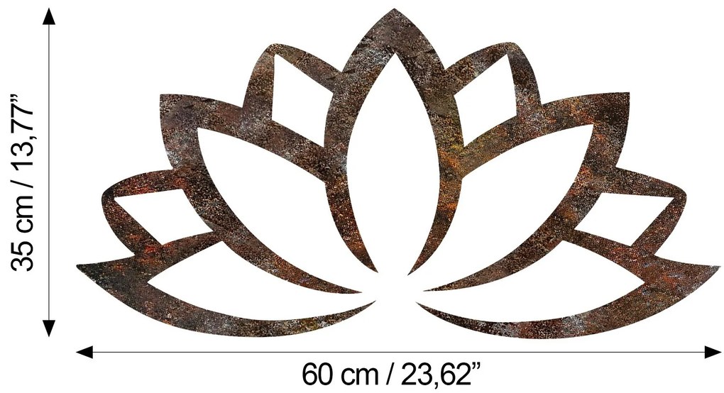 Nástenná kovová dekorácia Hrdzavá Lotus viacfarebná