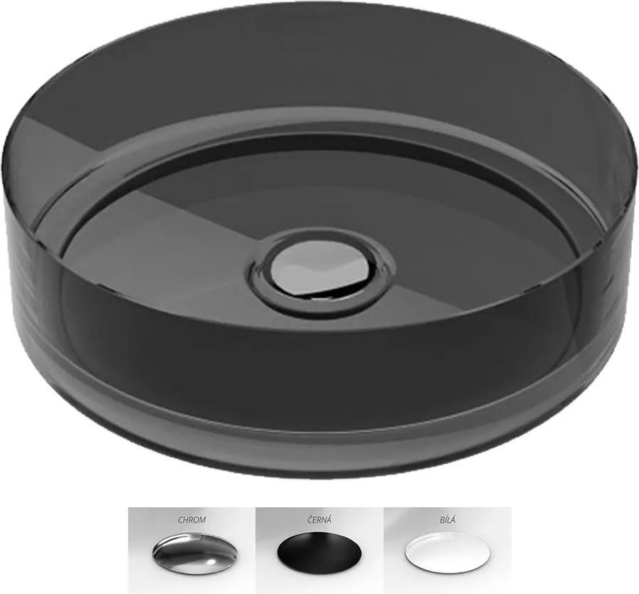 Besco Umývadlo na dosku zo syntetickej živice Enya 36 cm Carbon Grey s výpusťou Click-Clack BESCO-Typ výpuste: Click-Clack bez prepadu, chróm