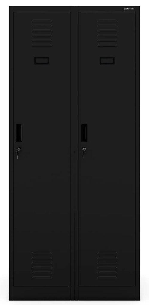BHP šatníková skriňa KACPER so štyrmi priehradkami, 800 x 1800 x 500 mm, čierna farba
