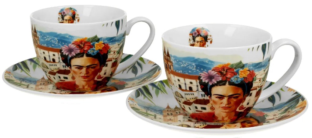 Porcelánová šálka s podšálkou Mexican Art Frida 270 ml sada 2ks