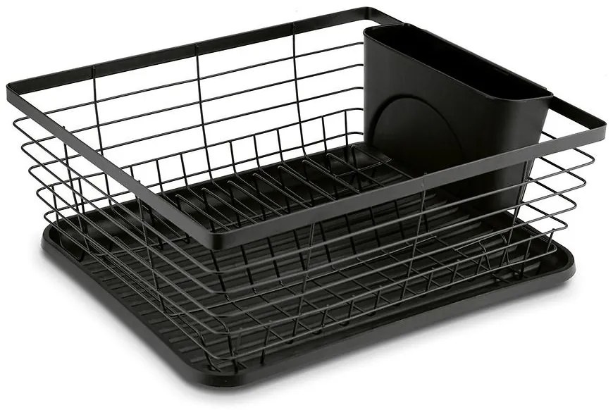 Odkvapkávač na riad s podnosom plastový  36x30,3x15 cm čierny