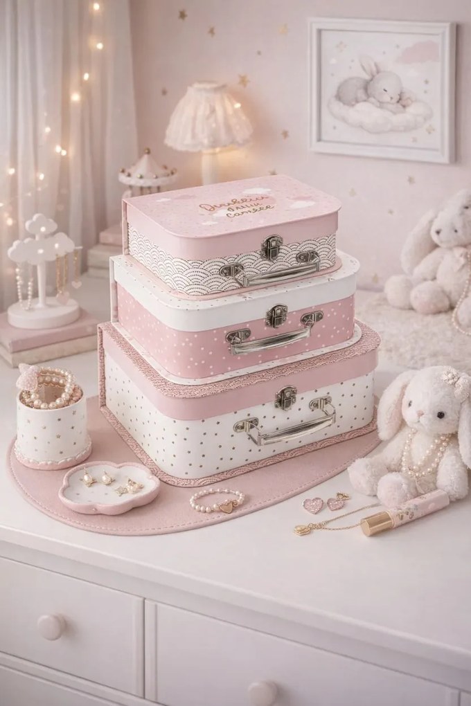 Detský kufrík Mia, sada 3ks, ružová