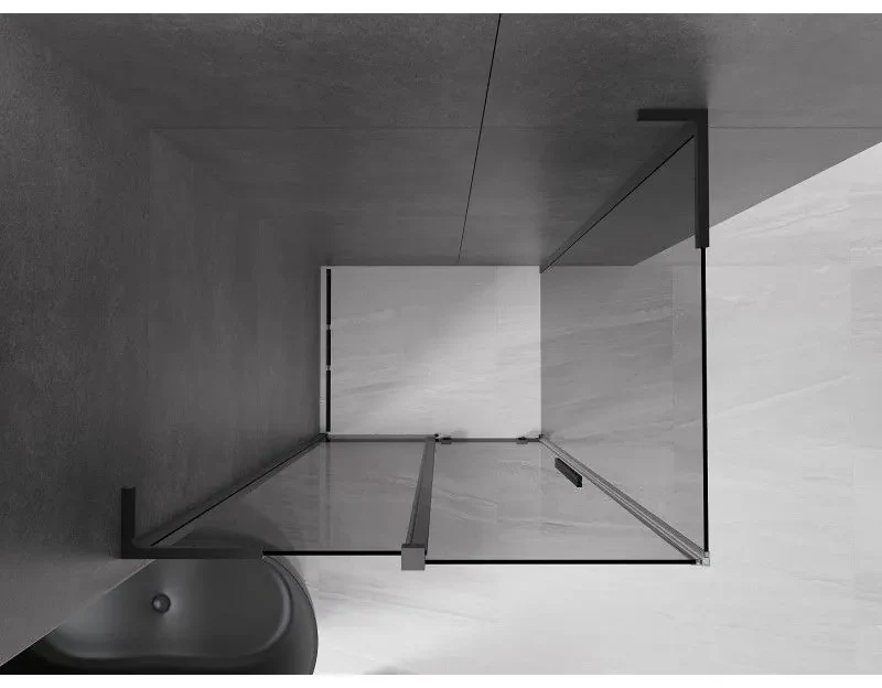 Mexen Velar L, sprchový kút s posuvnými dverami 90 x 100 cm, 8mm šedé sklo, čierna matná, 871-090-100-43-70