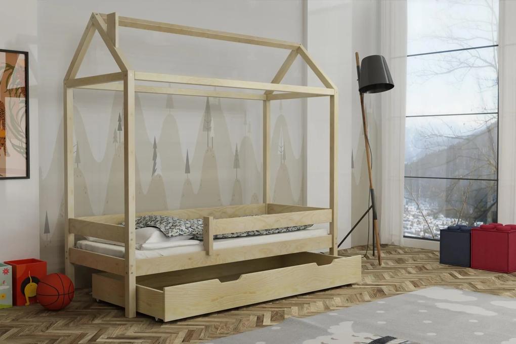 Detská domčeková posteľ z masívu borovice FUNNY HOUSE - 200x90 cm - prírodná