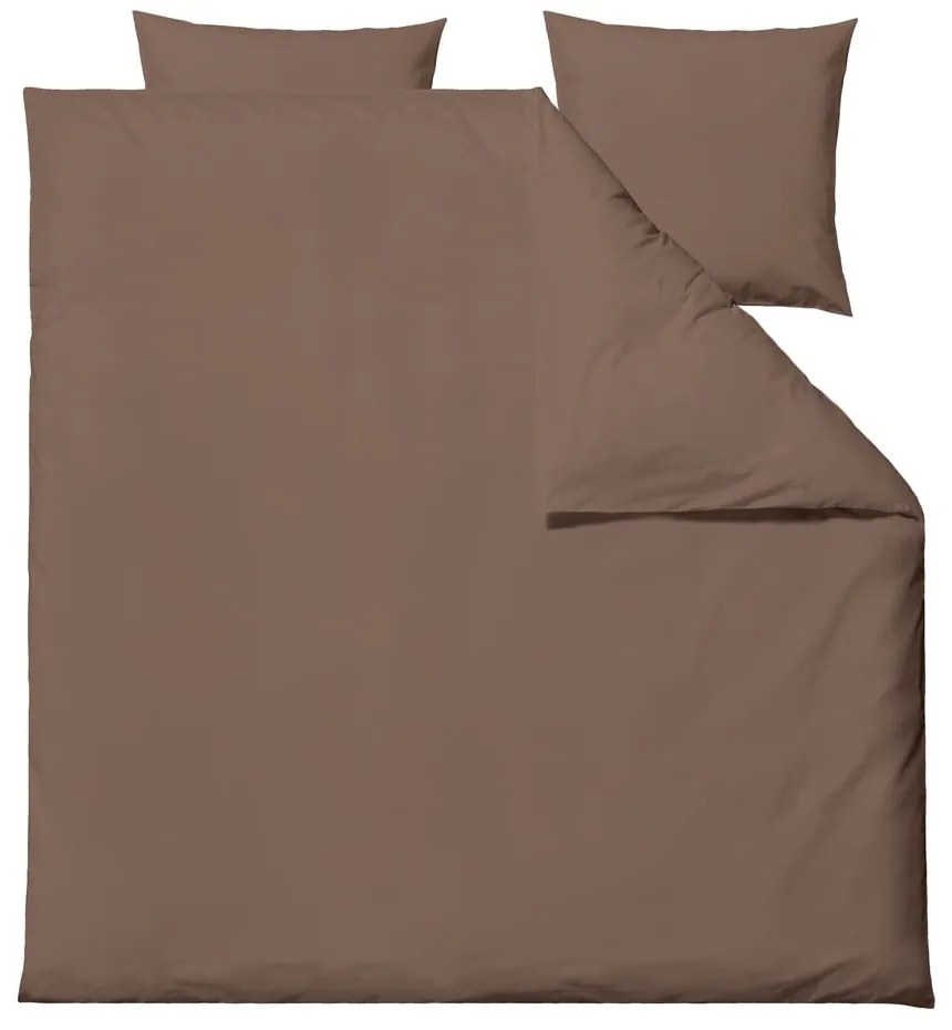 Hnedé predĺžené obliečky na dvojlôžko z bavlneného perkálu 200x220 cm Crisp – Södahl