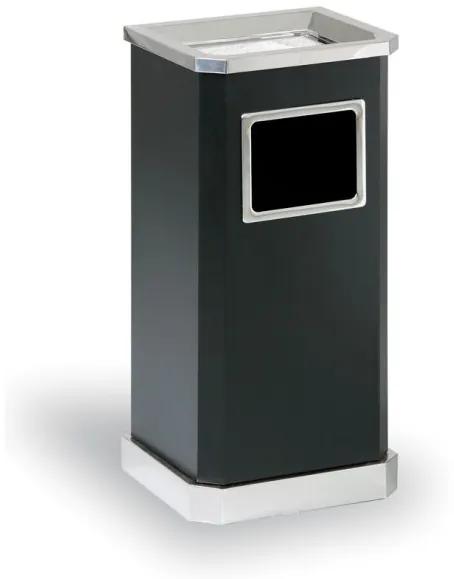 Odpadkový kôš s popolníkom, 650 x 310 x 260 mm, čierný / nerez
