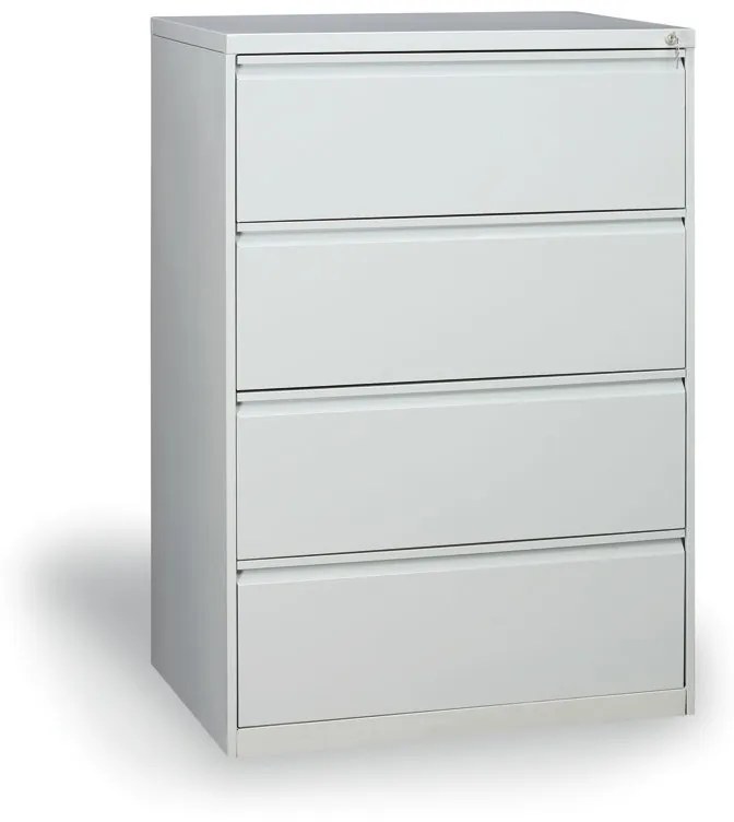 Kovona Dvojradová kovová kartotéka A4, 4 zásuvky, sivá