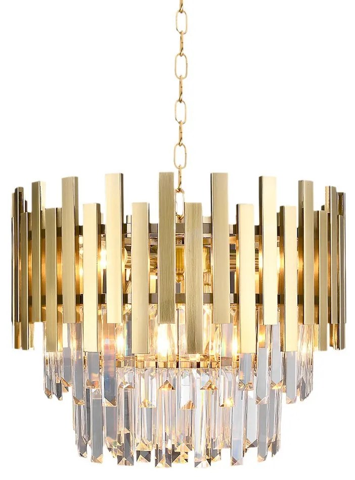 EUlight Luster Aspen, 1x krištáľové/zlaté kovové tienidlo, (fi 45cm), g